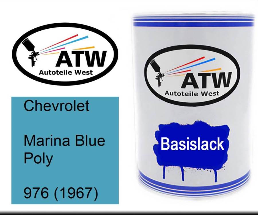 Chevrolet, Marina Blue Poly, 976 (1967): 500ml Lackdose, von ATW Autoteile West.